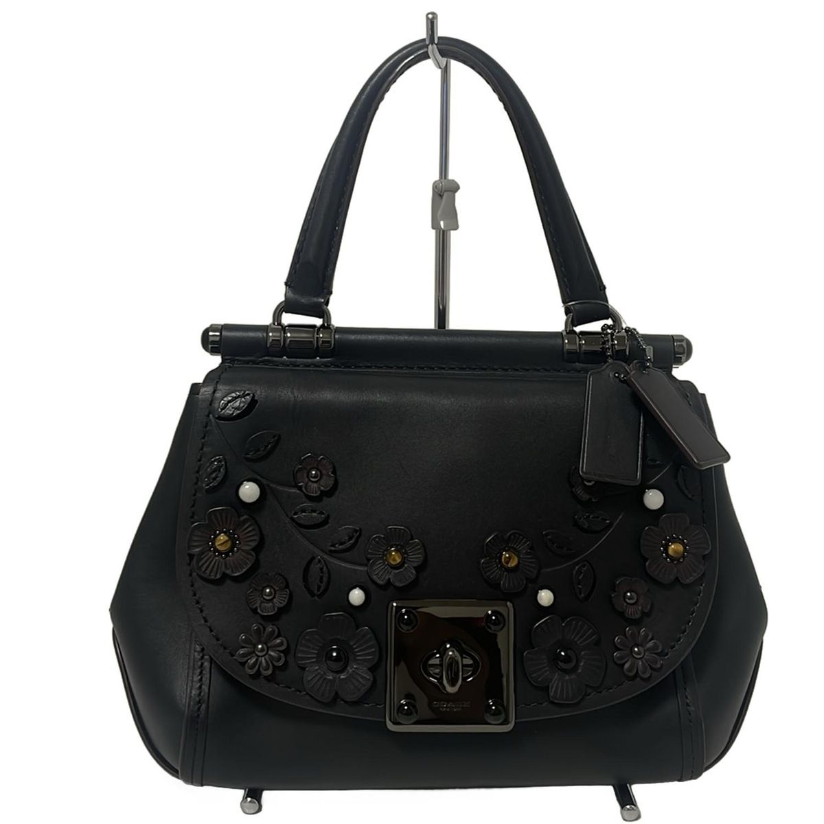 コーチ ハンドバッグ ドリフター トップ ハンドル サッチェル ウィロー フローラル プリント 54079 黒 フラワー 花 |カラーストーン レザー