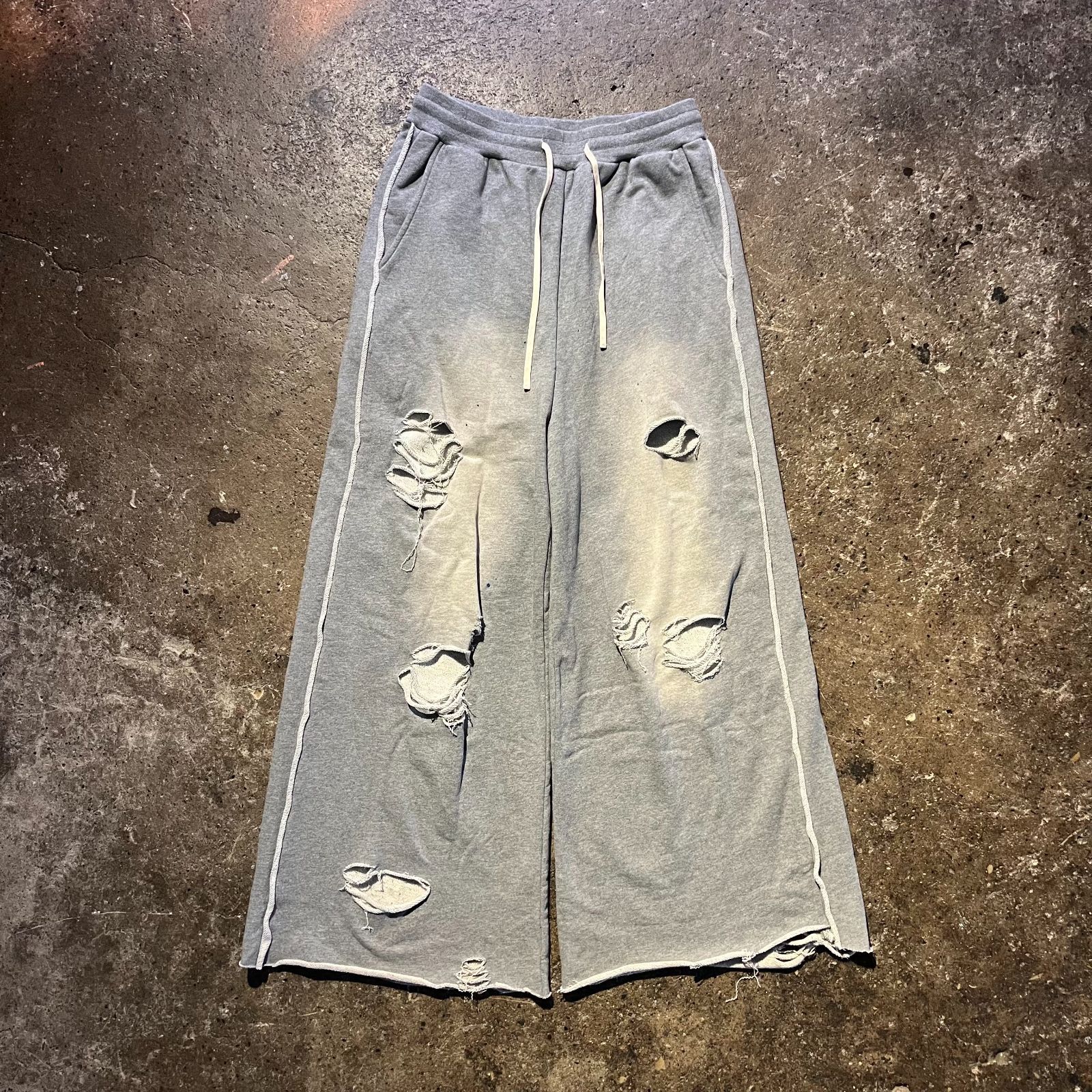 Danke Schon Damage Sweat Wide Pants M グレー ダンケシェーン ダメージスウェットワイドパンツ