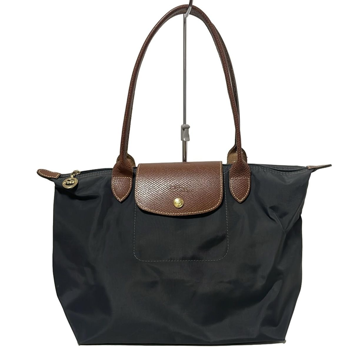 LONGCHAMP ロンシャン ショルダーバッグ ル プリアージュオリジナル ダークネイビー×ダークブラウン レザー