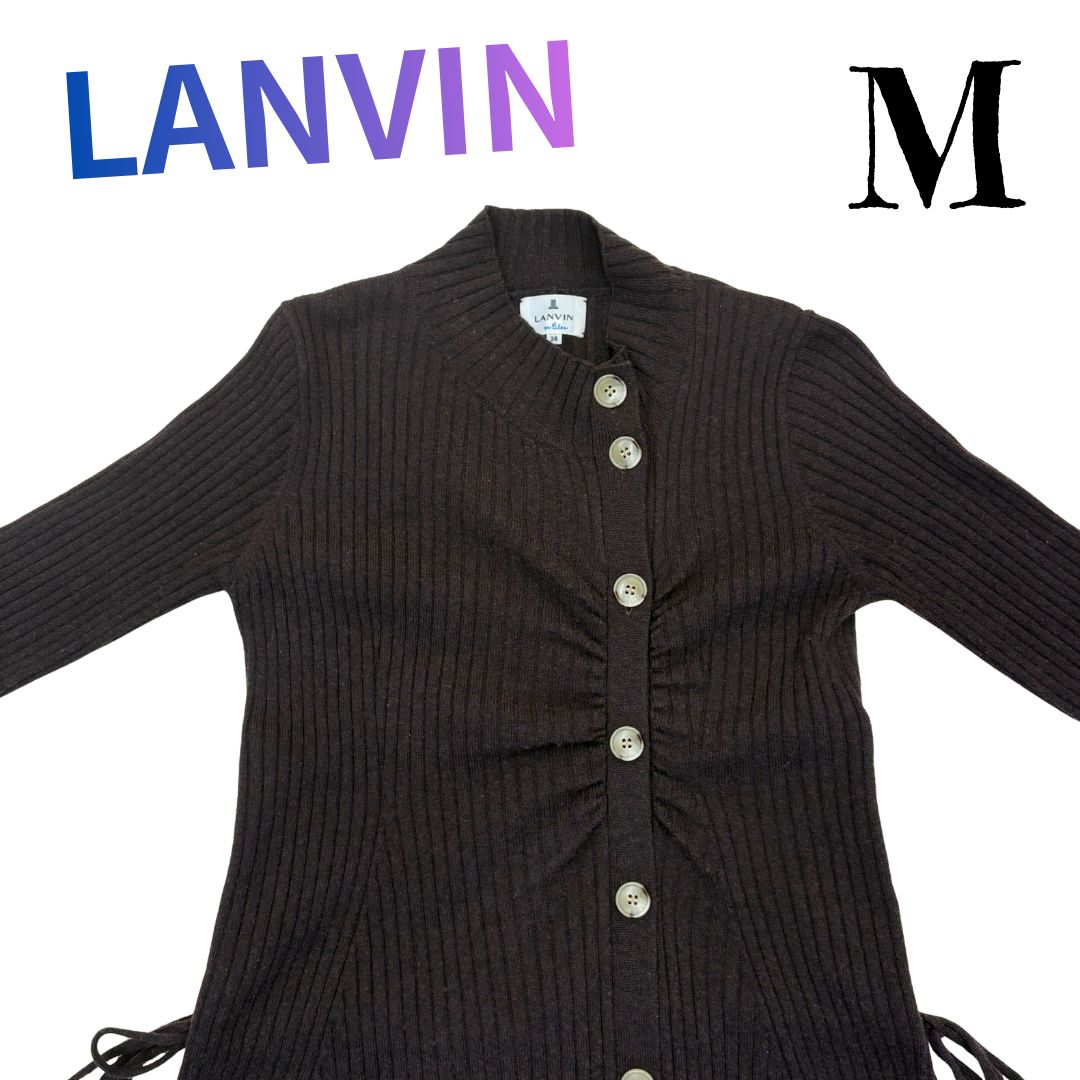LANVIN en Bleu リブニットワンピース M
