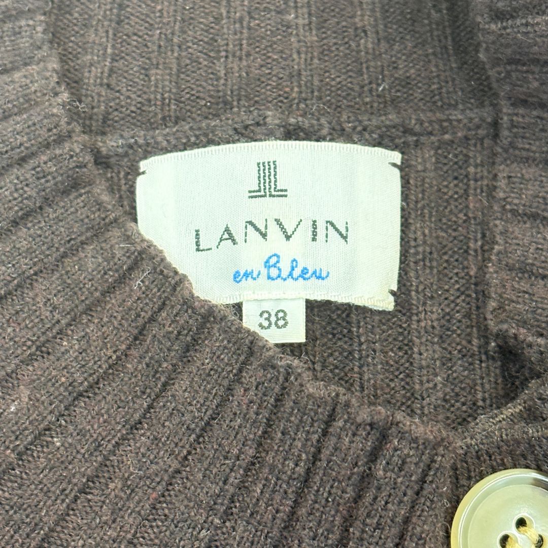  LANVIN en Bleu リブニットワンピース M 長袖 七分袖 ニットワンピース