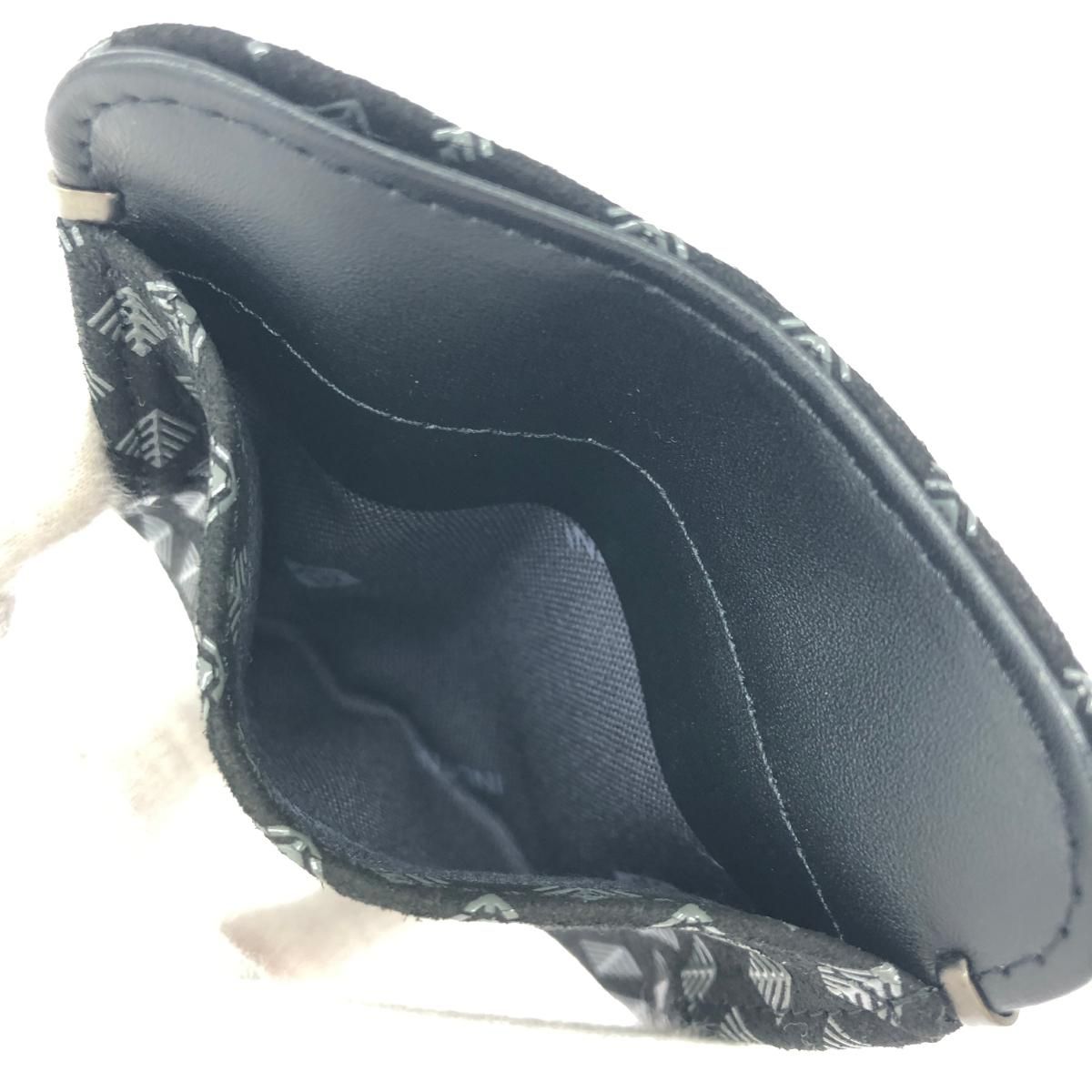 印傳屋 インデンヤ 四方開き薄型財布 小銭入れ/若松菱/黒地鹿革グレー 