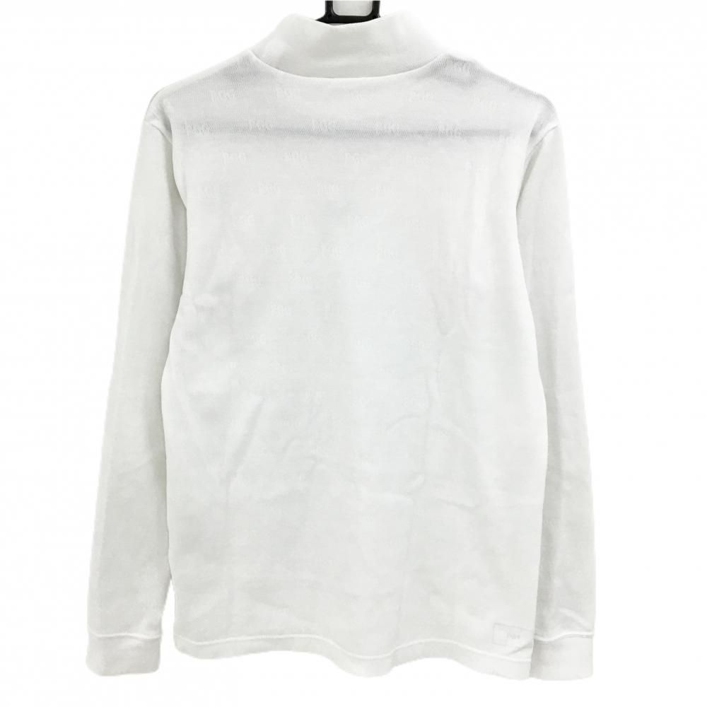 美品】PGGパーリーゲイツ 長袖ハイネックシャツ 白 PGG総柄織生地