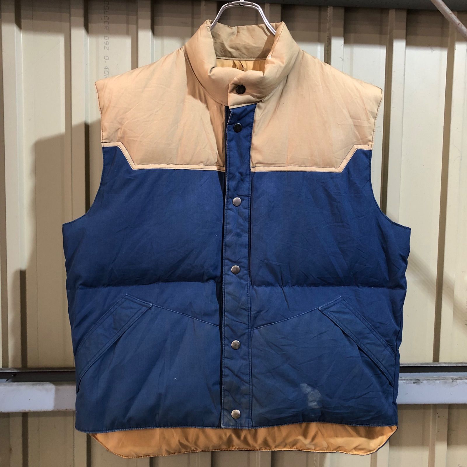 1416 HCG COLLECTION ダウンベスト ベージュ ネイビー L エイチ