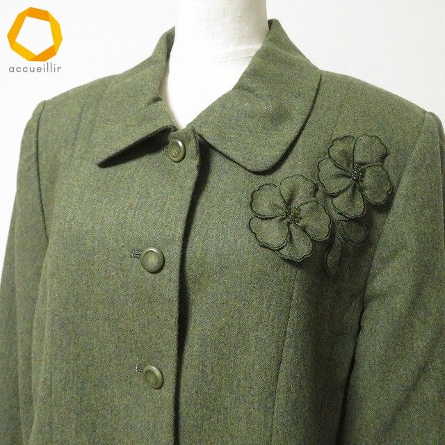 wnc レリアン Leilian セットアップ スカートスーツ 13+ 緑系 花