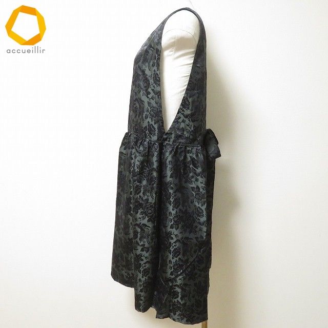 anc フェイラー FEILER エプロン 9 黒系 緑系 花柄 鳥 光沢 レディース 971816