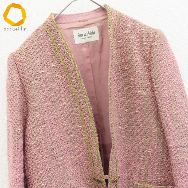 ジュンアシダ junashida ジャケット ノーカラージャケット ツイード
