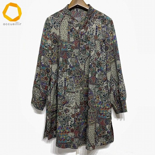 anc シセンドウ 詩仙堂 ジャケット マルチ ちりめん ゴールドタグ 総柄 花柄 レディース 975009