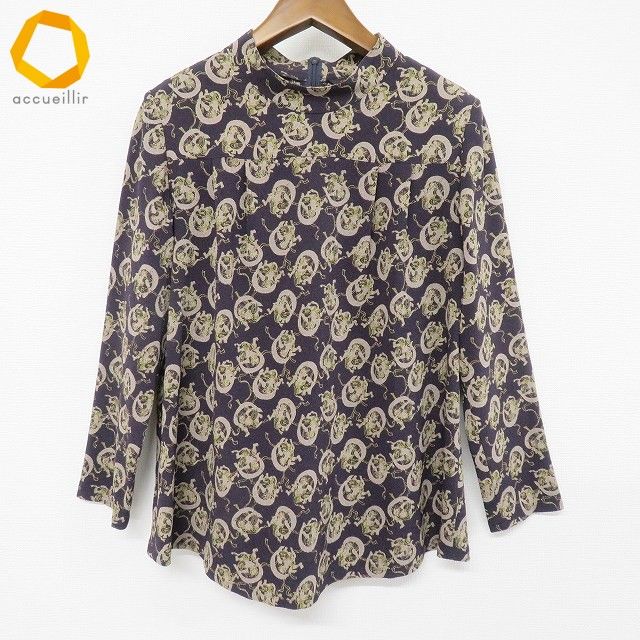 anc シセンドウ 詩仙堂 カットソー 紫 グレー 風神 バックジップ ちりめん レディース 975195