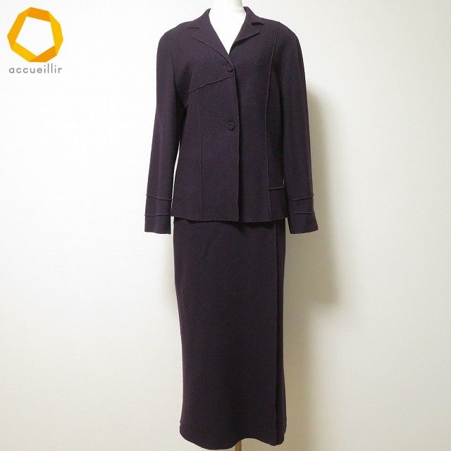 wnc レリアン Leilian セットアップ ツーピース 11 紫 薄手 巻きスカート ロング レディース 982739