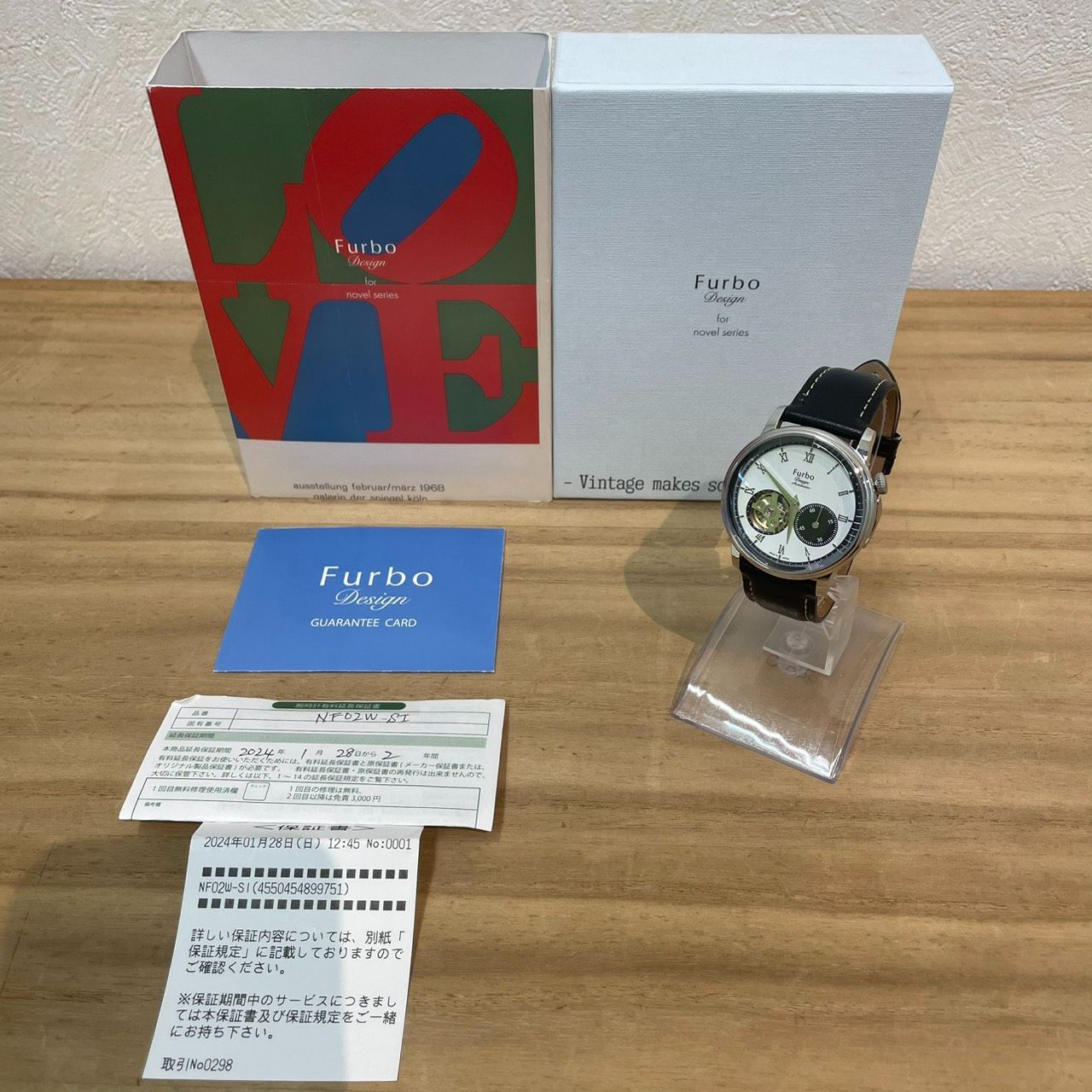 成 Furbo design フルボ NF 02 W-SI 5 ATM 時計 メンズ 手巻き 稼働 付属品完備 5182 YO A 9