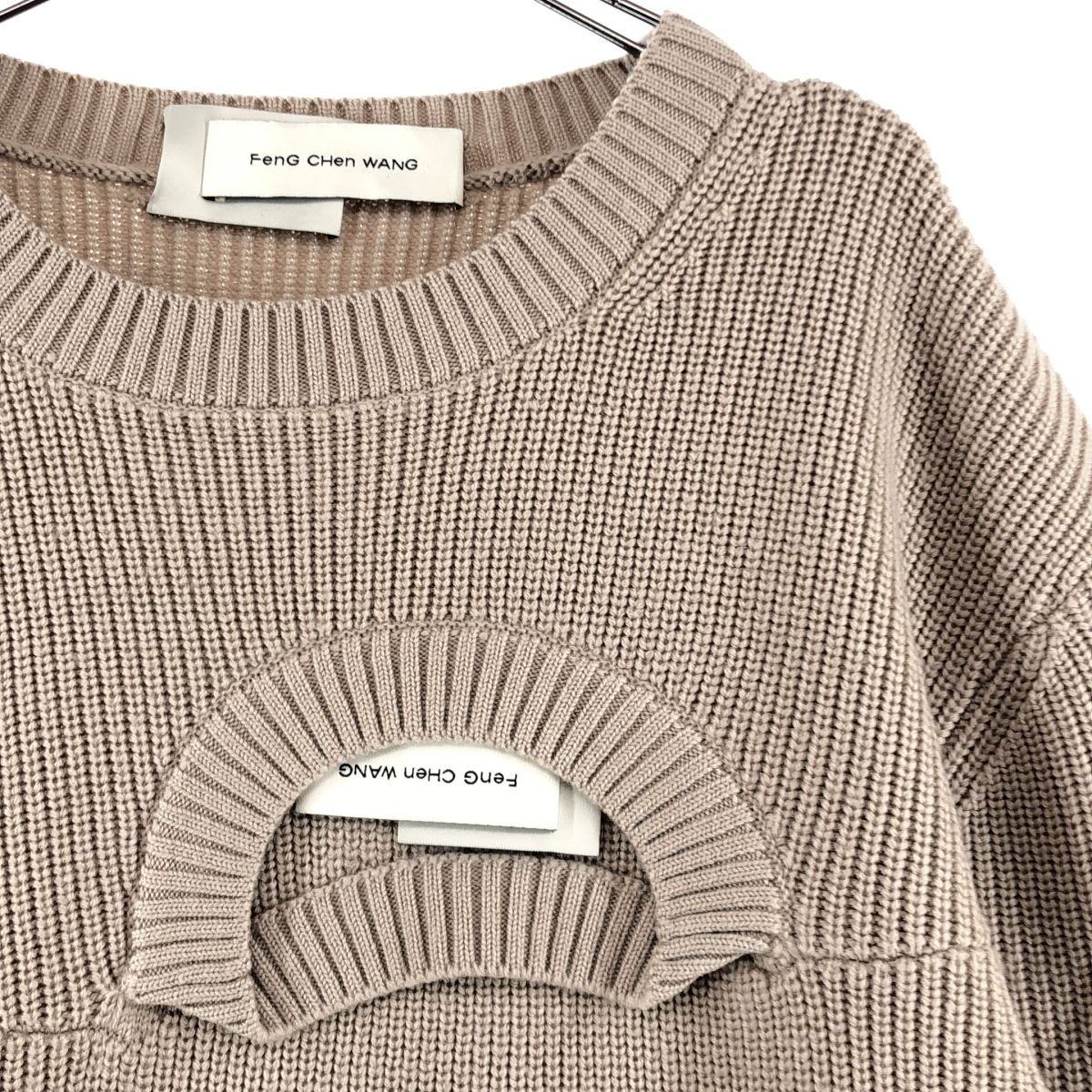 FenG CHen WANG / フェンチェンワン | DOUBLE CREW NECK KNIT ダブルクルーネック ニット | M | ベージュ | メンズ FenG CHen WANG / フェンチェンワン | DOUBLE CREW NECK KNIT ダブル