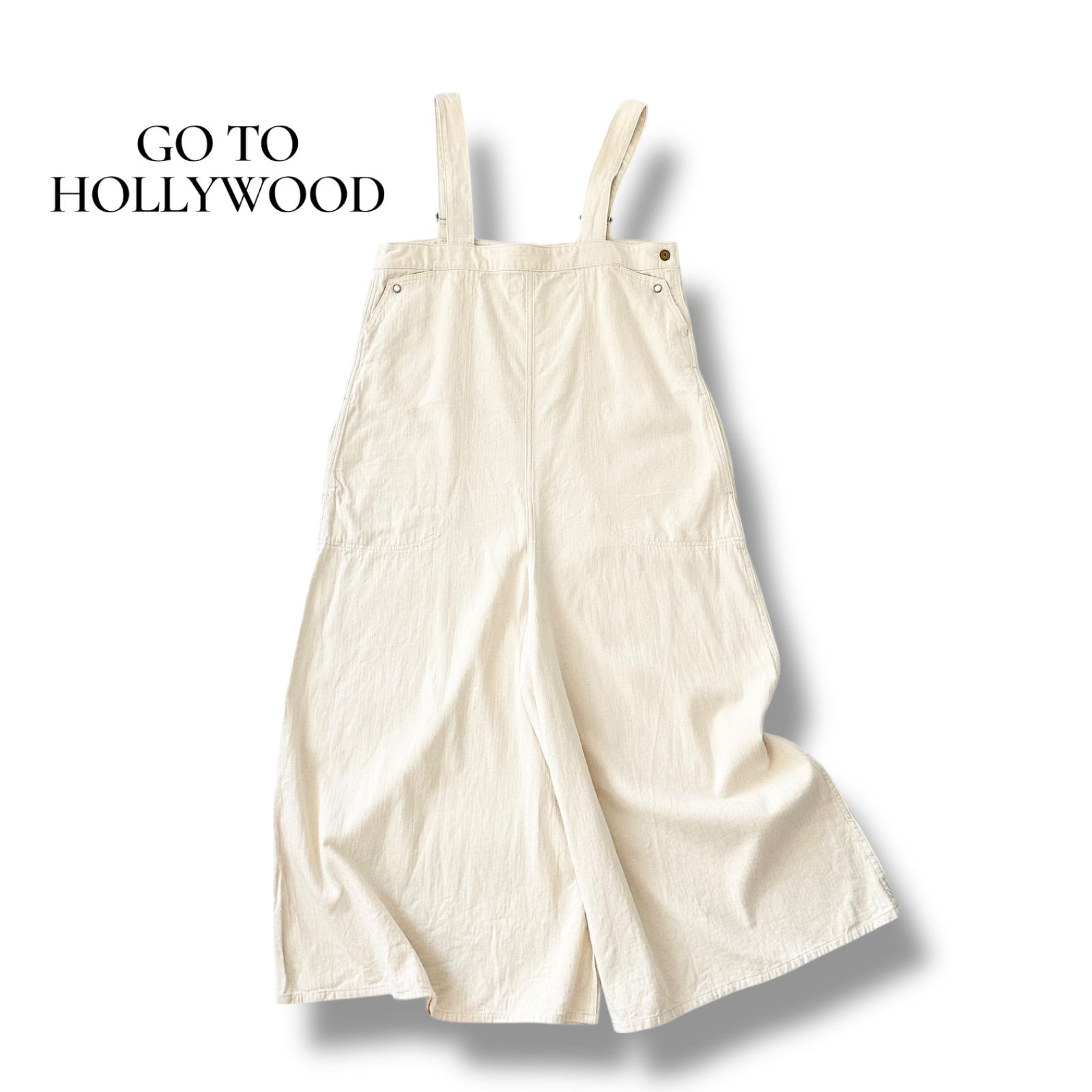 GO TO ヘリンボンサロペット 白 ホワイト 02 ゴートゥーハリウッド