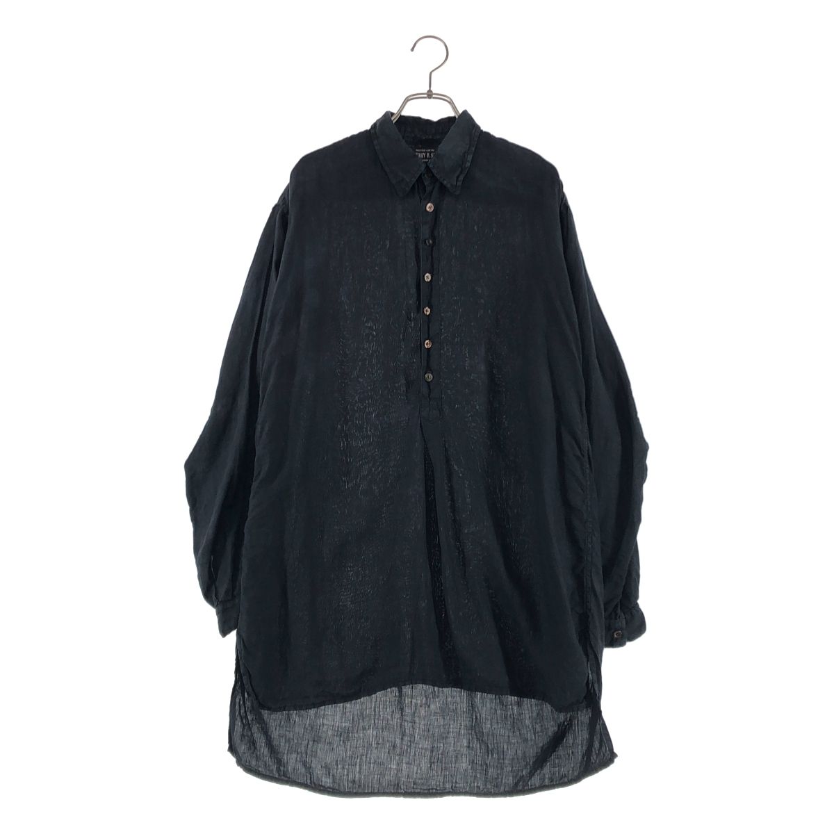 GEOFFREY B.SMALL | ジェフリーBスモール リネン レギュラーカラー プルオーバーシャツ ブラック メンズ