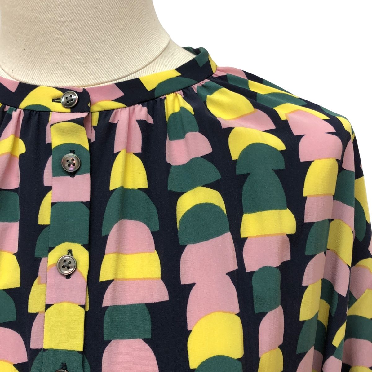 mina perhonen | ミナペルホネン 2025 SS rocher ギャザードレス ワンピース 38 マルチカラー レディース