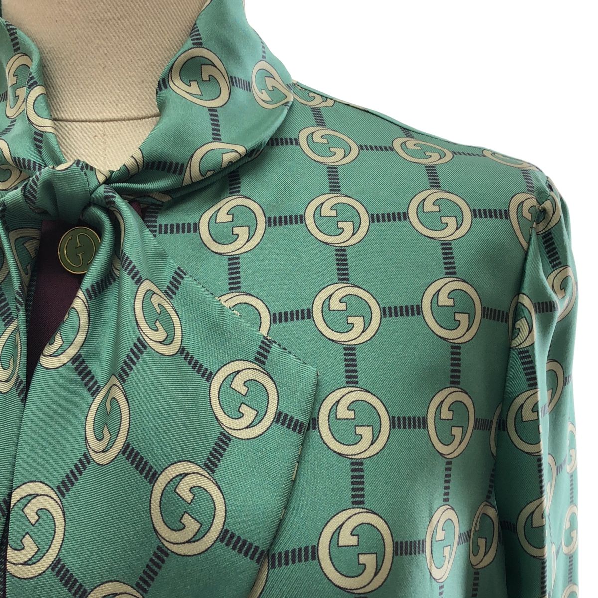 GUCCI / グッチ | インターロッキング シルク タイ ワンピース | 36