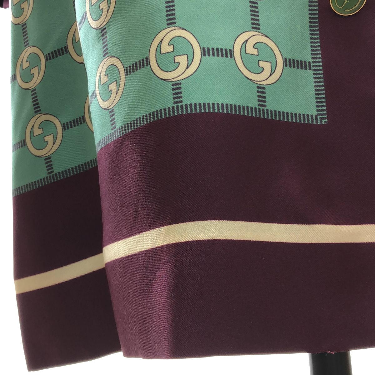 美品 GUCCI プリーツスカート シルク グリーン インターロッキング 美品 GUCCI プリーツスカート シルク グリーン インターロッキング 美