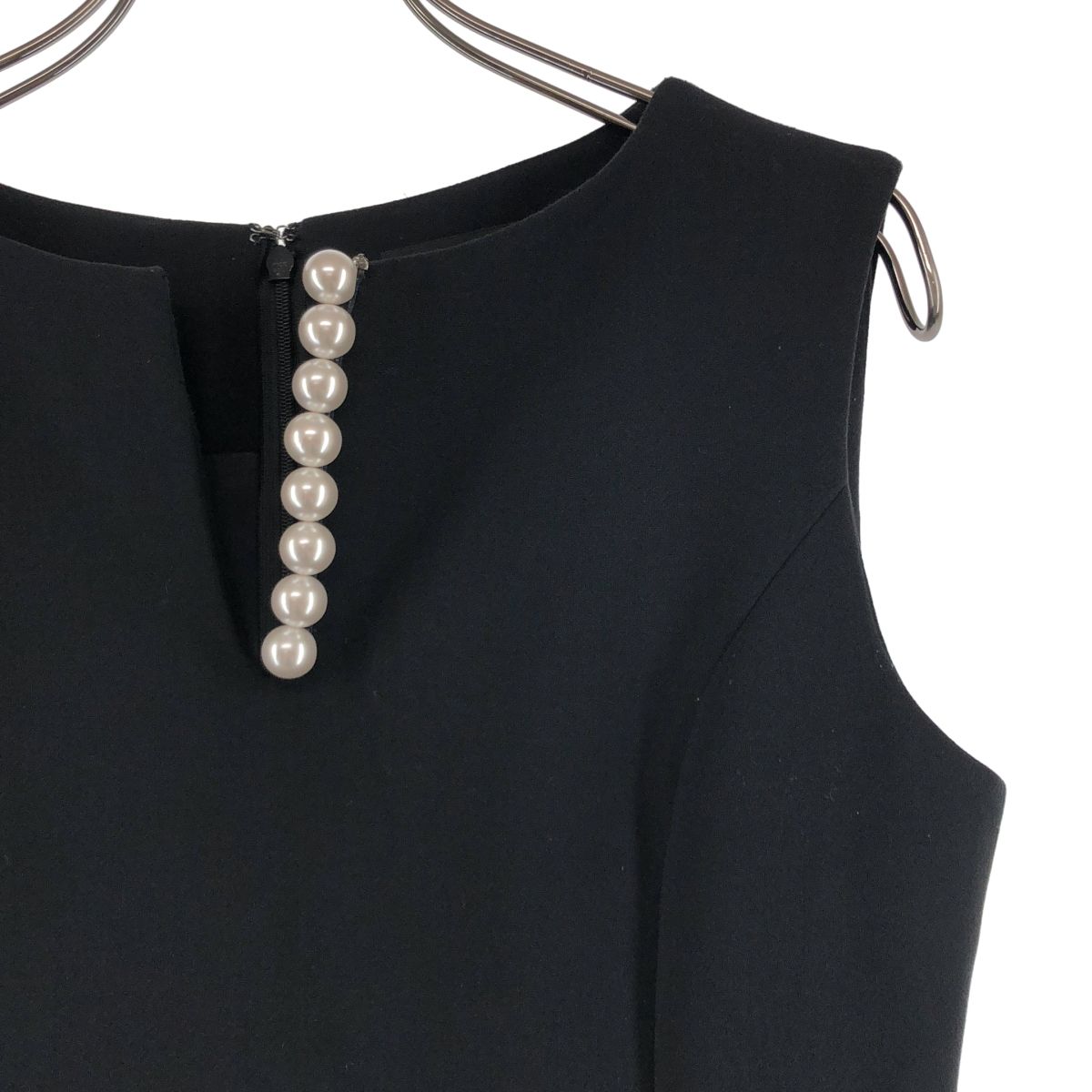 YOKO CHAN | ヨーコチャン パール 装飾 バックジップ ドレス ワンピース 総裏地 38 ブラック レディース