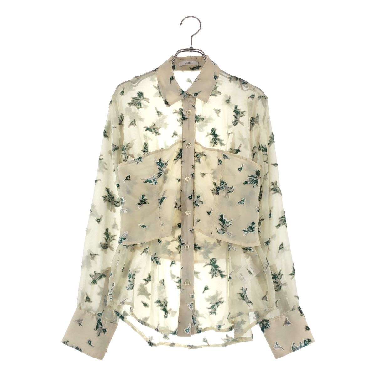 CLANE / クラネ | FLOWER OPAL BUSTIER SHIRTS フラワー シャツ | 1