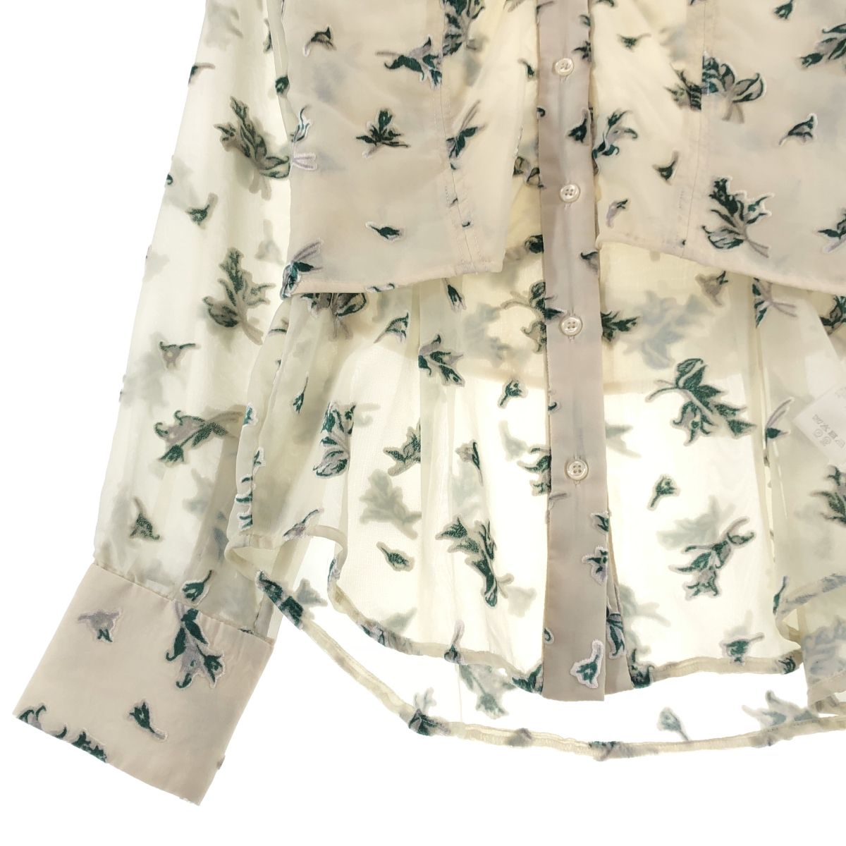 CLANE / クラネ | FLOWER OPAL BUSTIER SHIRTS フラワー シャツ | 1