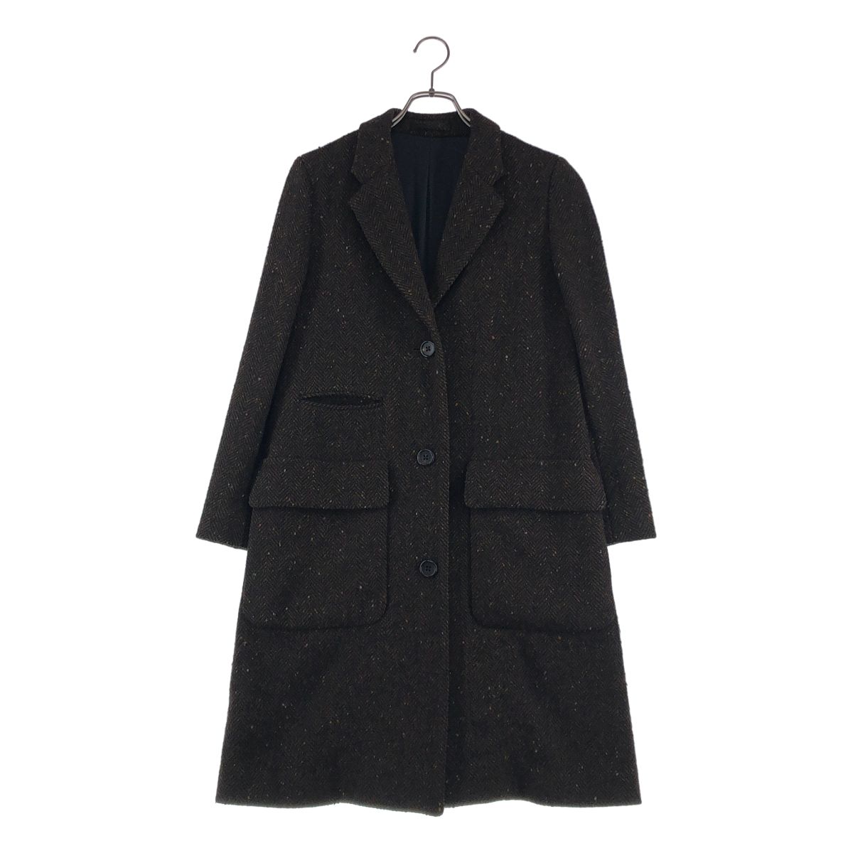 HOWELL | マーガレットハウエル 2019 AW HERRINGBONE WOOL SOFT CITY COAT ヘリンボーン チェスターコート I ブラウン|ブラック レディース