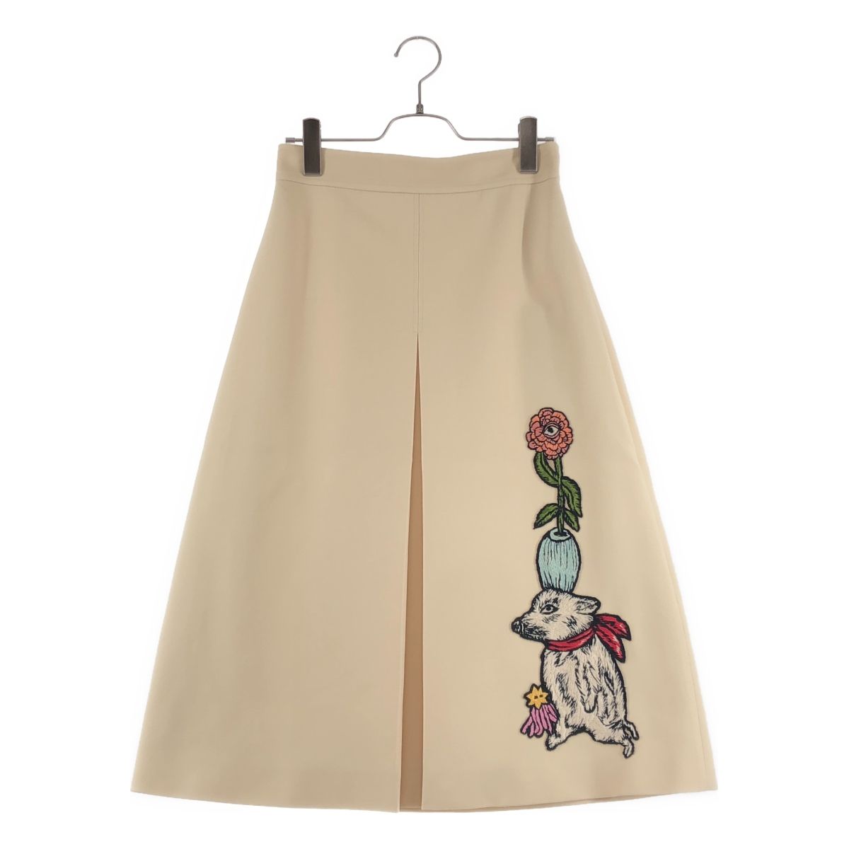 GUCCI グッチ スカート 38 クリーム レディース 美品】 GUCCI / グッチ | ヒグチユウコ シルク アニマルパッチスカート