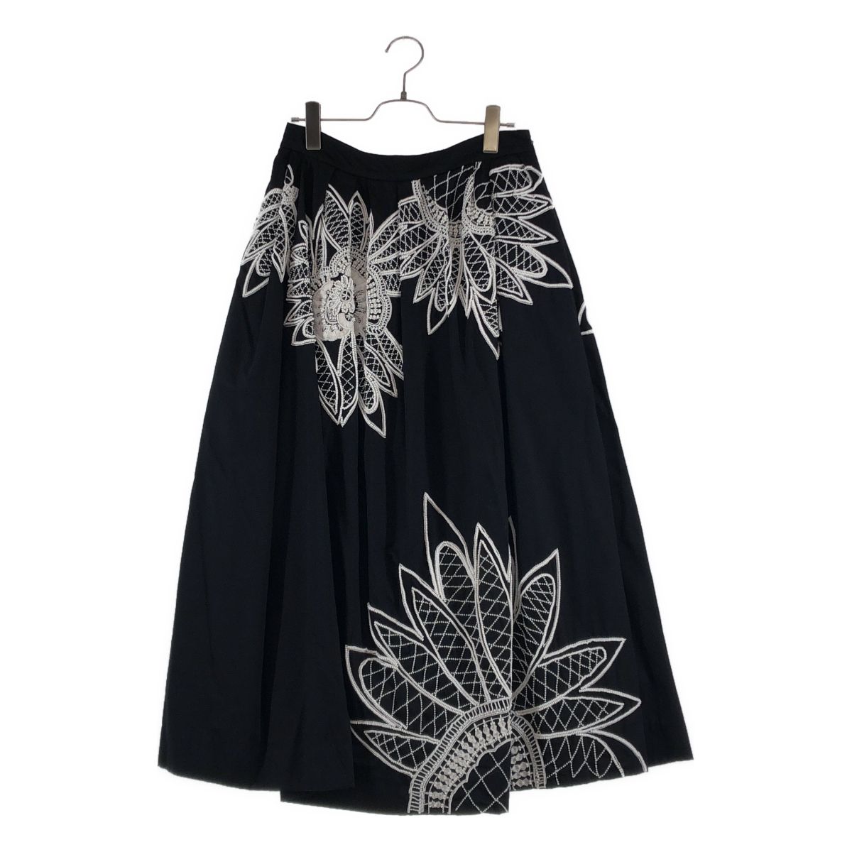 DRIES VAN NOTEN | ドリスヴァンノッテン 2021 SS コットン ビジュー フローラルスカート 36 ブラック レディース