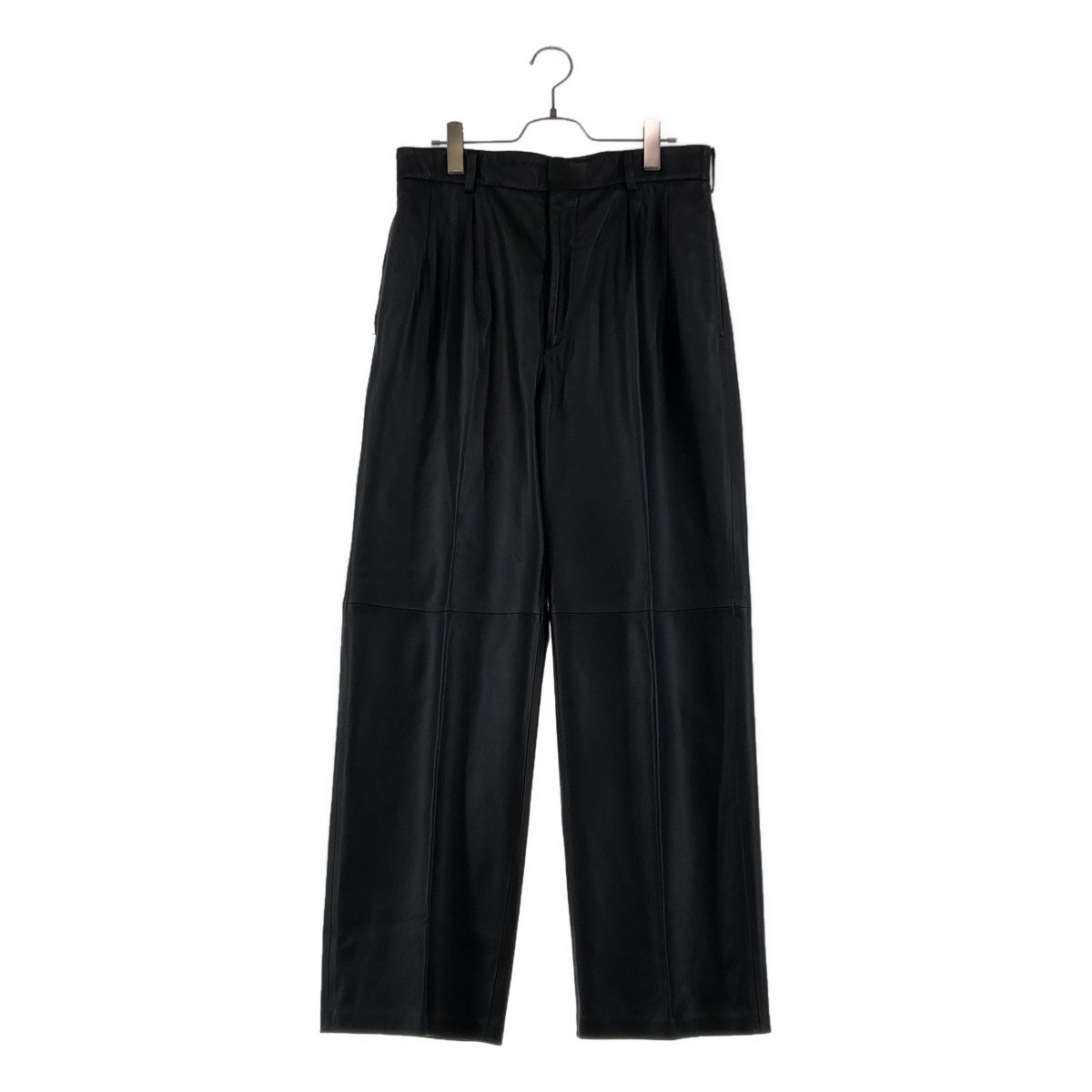 Edition | エディション トゥモローランド 羊革 ラムレザー 2タック ワイド パンツ L ブラック メンズ