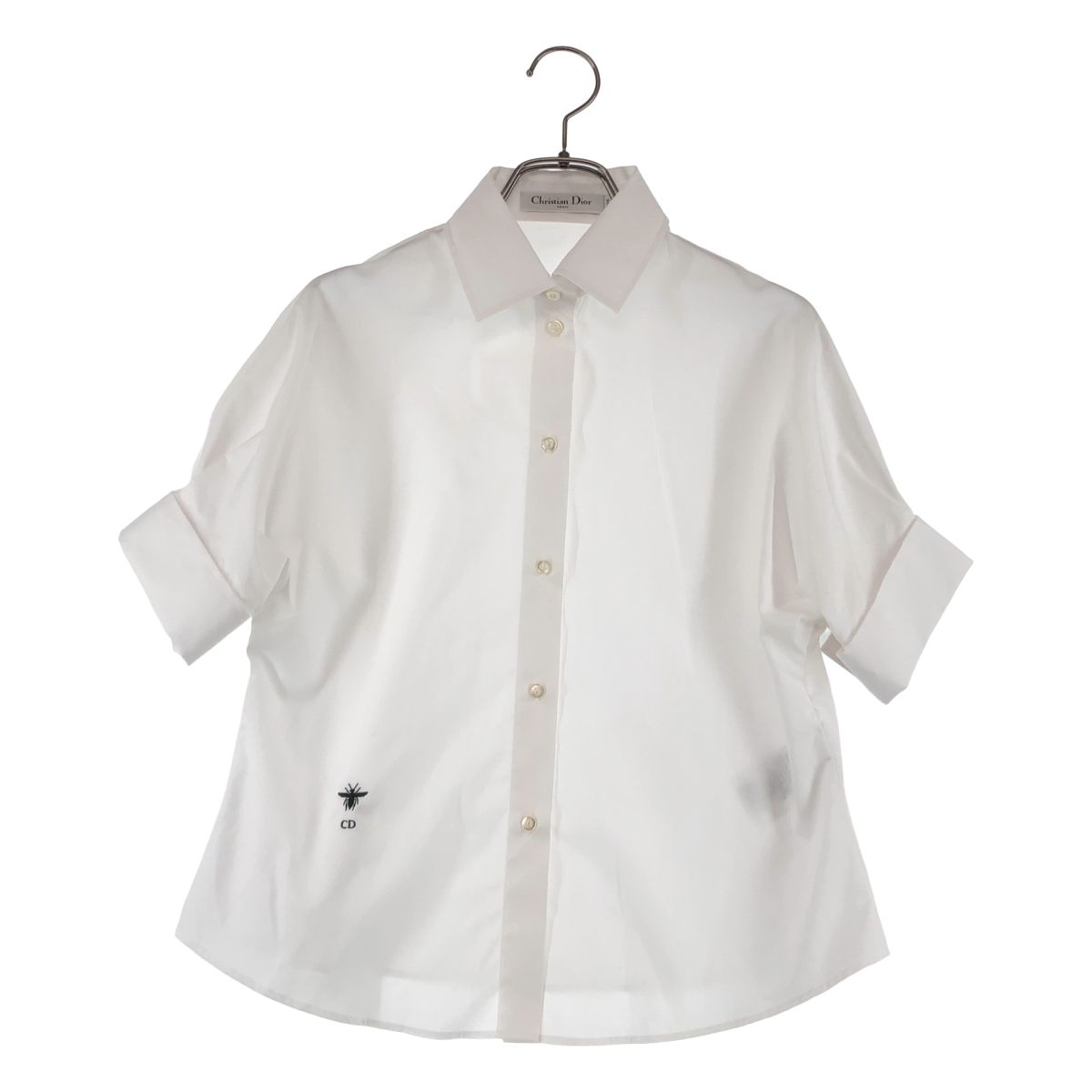 Christian Dior | クリスチャンディオール 2025 SS Bee刺しゅう パールカフスボタン 半袖シャツ 36 ホワイト レディース
