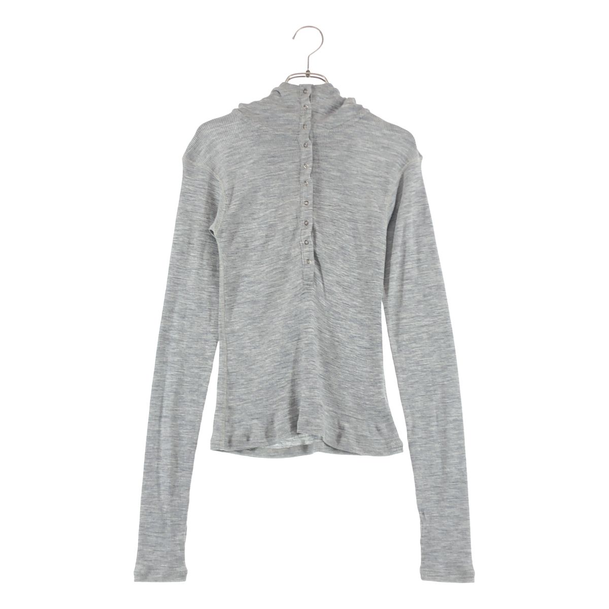 CLANE | クラネ WOOL RIB HOODED TIGHT TOPS リブ トップス 1 グレー レディース