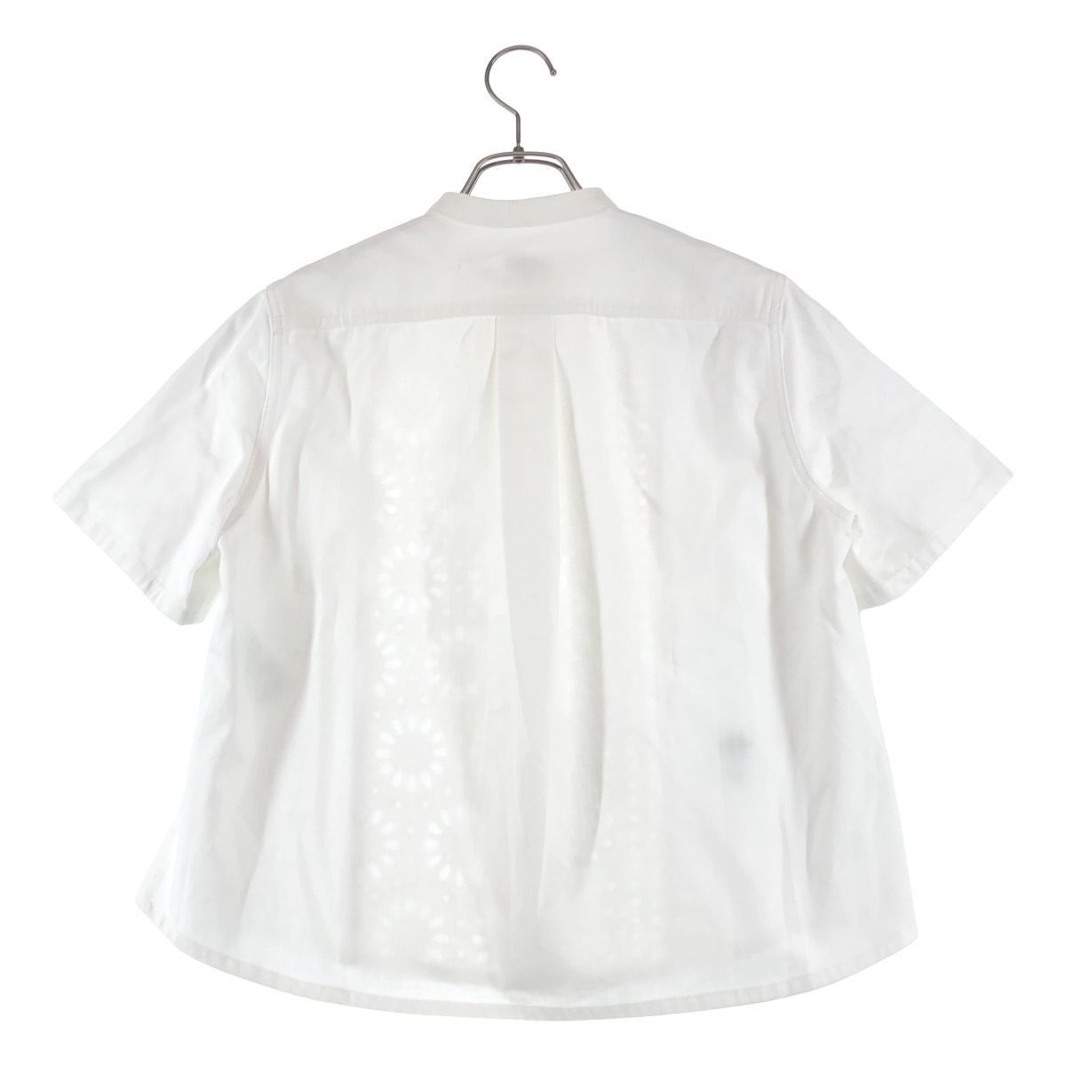 Christian Dior | クリスチャンディオール 2025 SS Bee刺しゅう フラワーカッティング バンドカラー 半袖シャツ 34 ホワイト レディース 数量限定 デニム