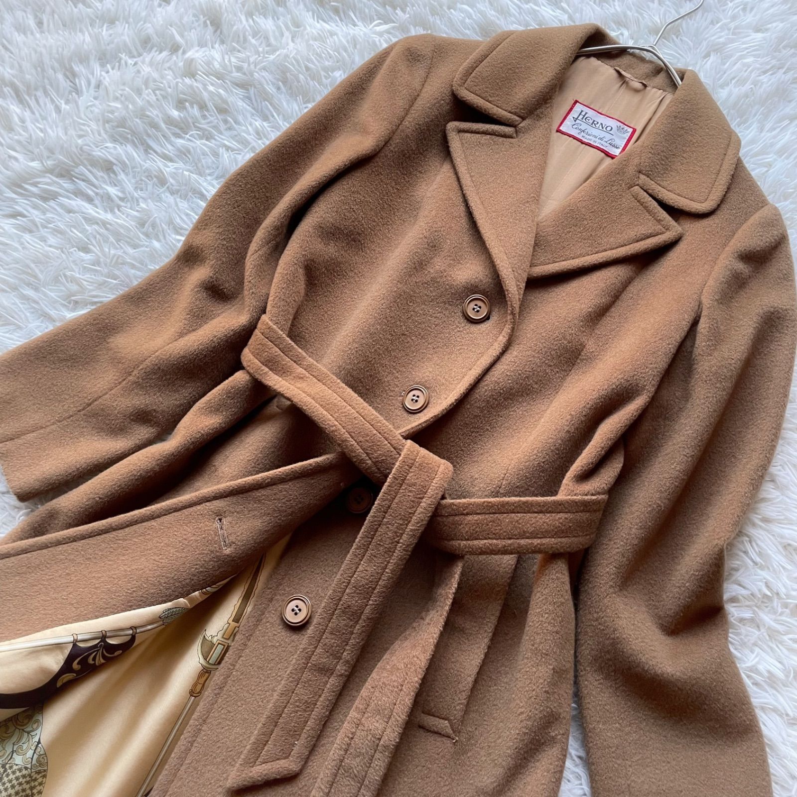 ヘルノ HERNO ウールカシミヤ ベルテッドロングコート ベルト シングル 