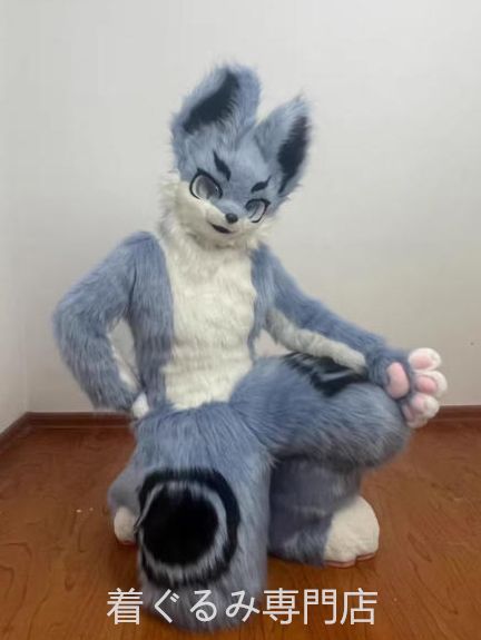 着ぐるみ ケモノ体 フルスーツ セット 犬 青 全頭ヘッド ファースーツ ぬいぐるみ コスプレ コスチューム 一点物