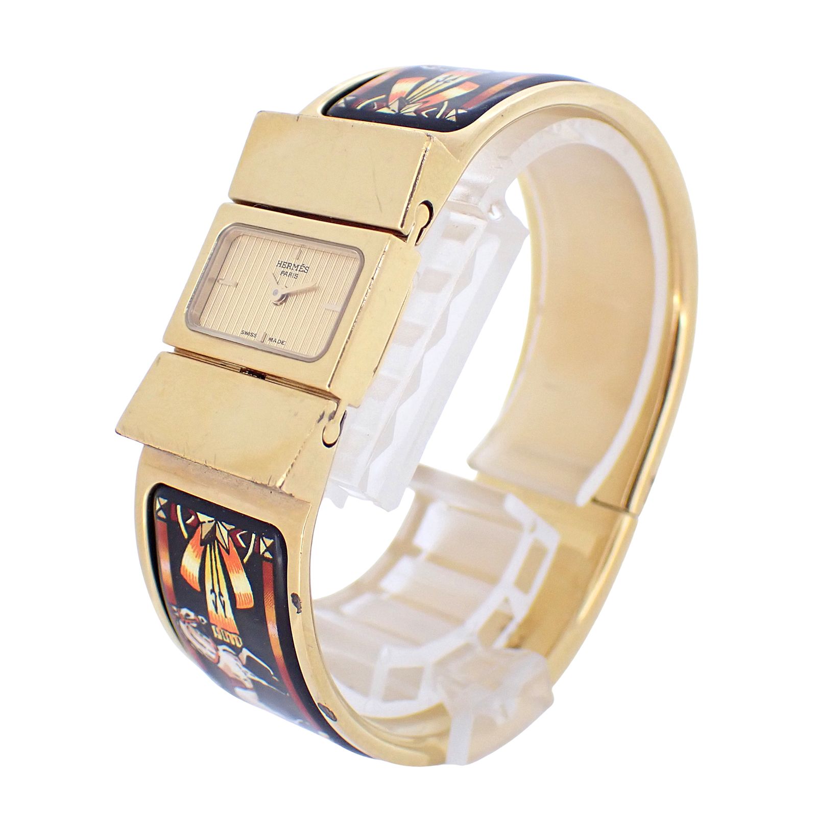 エルメス ロケ バングル ウォッチ L 01.201 七宝焼き レディース 腕時計