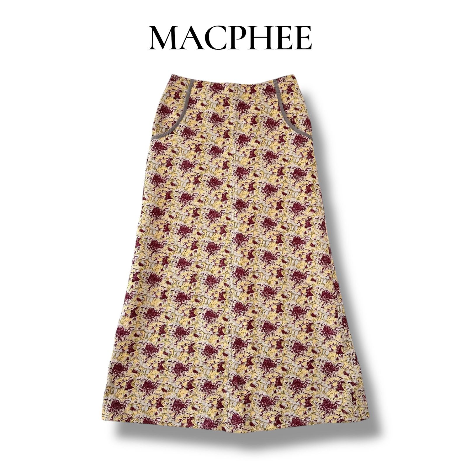 MACPHEE 24 SS ボタニカルジャカード セミフ マキシ スカート 34 7号 Sサイズ相当 TOMORROWLAND マカフィー トュモローランド
