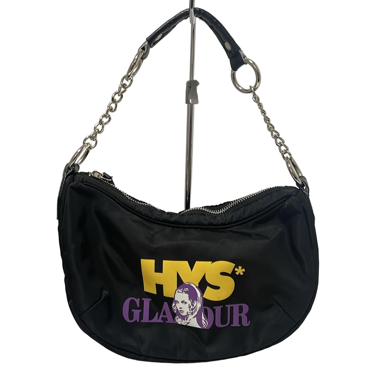 HYSTERIC GLAMOUR ヒステリックグラマー ハンドバッグ - 黒×イエロー×マルチ