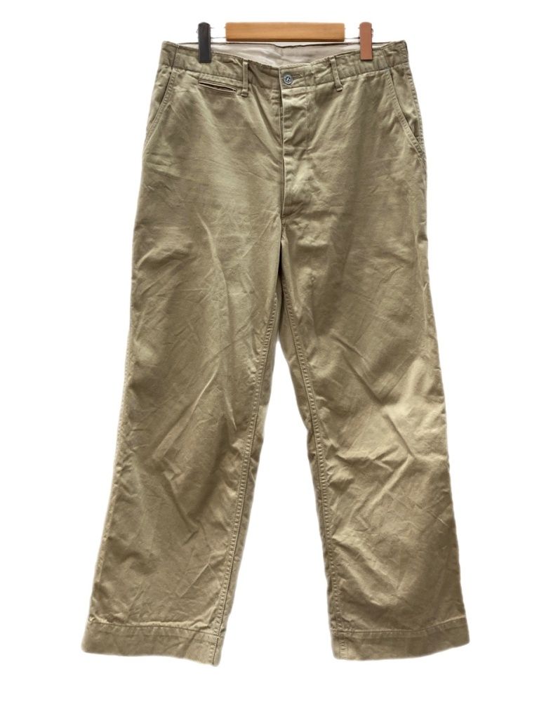 アットラスト AtLast-Co. CHINO PANTS チノ パンツ ワーク ボタンフライ US ARMY トラウザーズ ズボン 薄茶 無地 チノパン ベージュ サイズ 32 104 MB-433