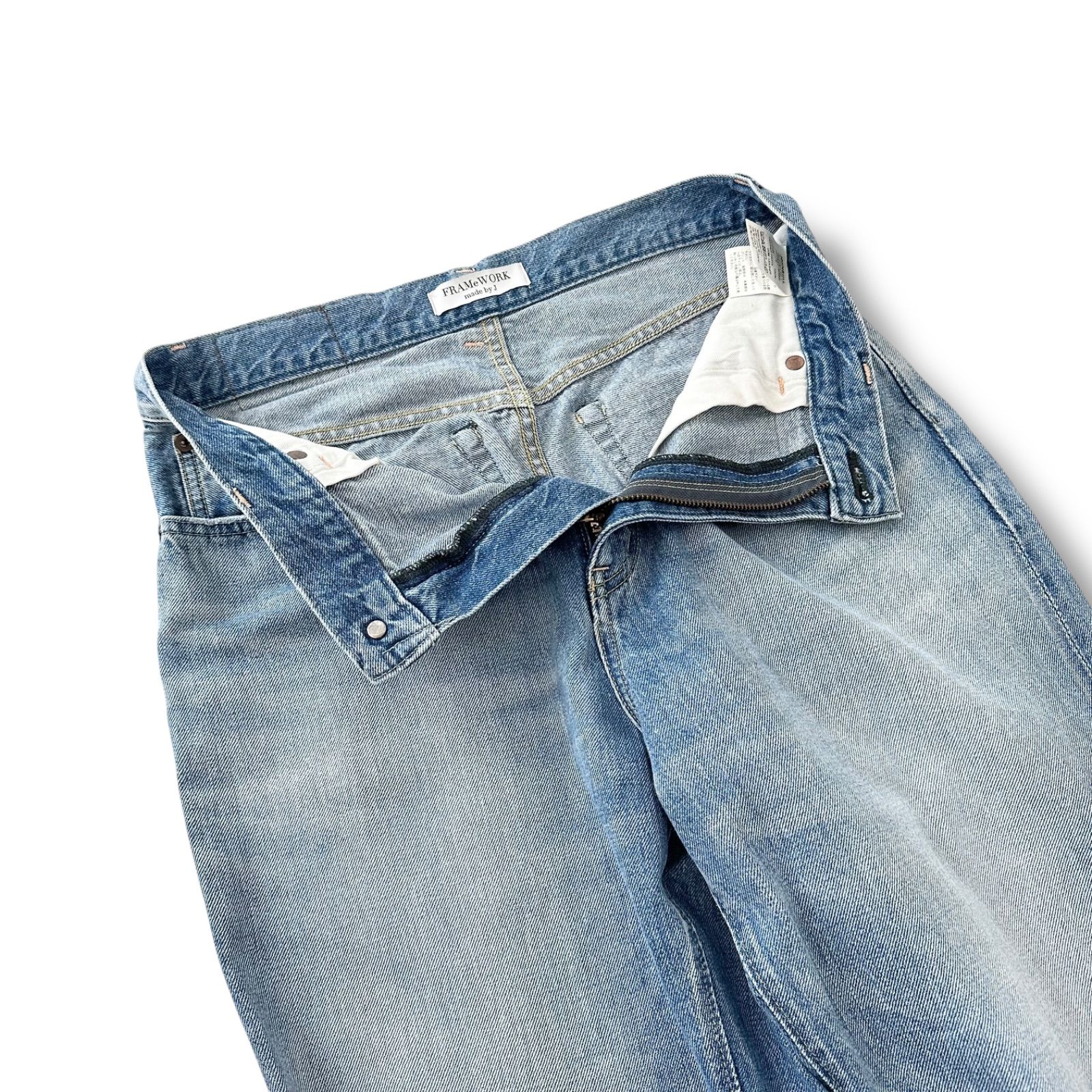 FRAMeWORK × JOHNBULL made by J ワイドデニム パンツ ブルー Lサイズ