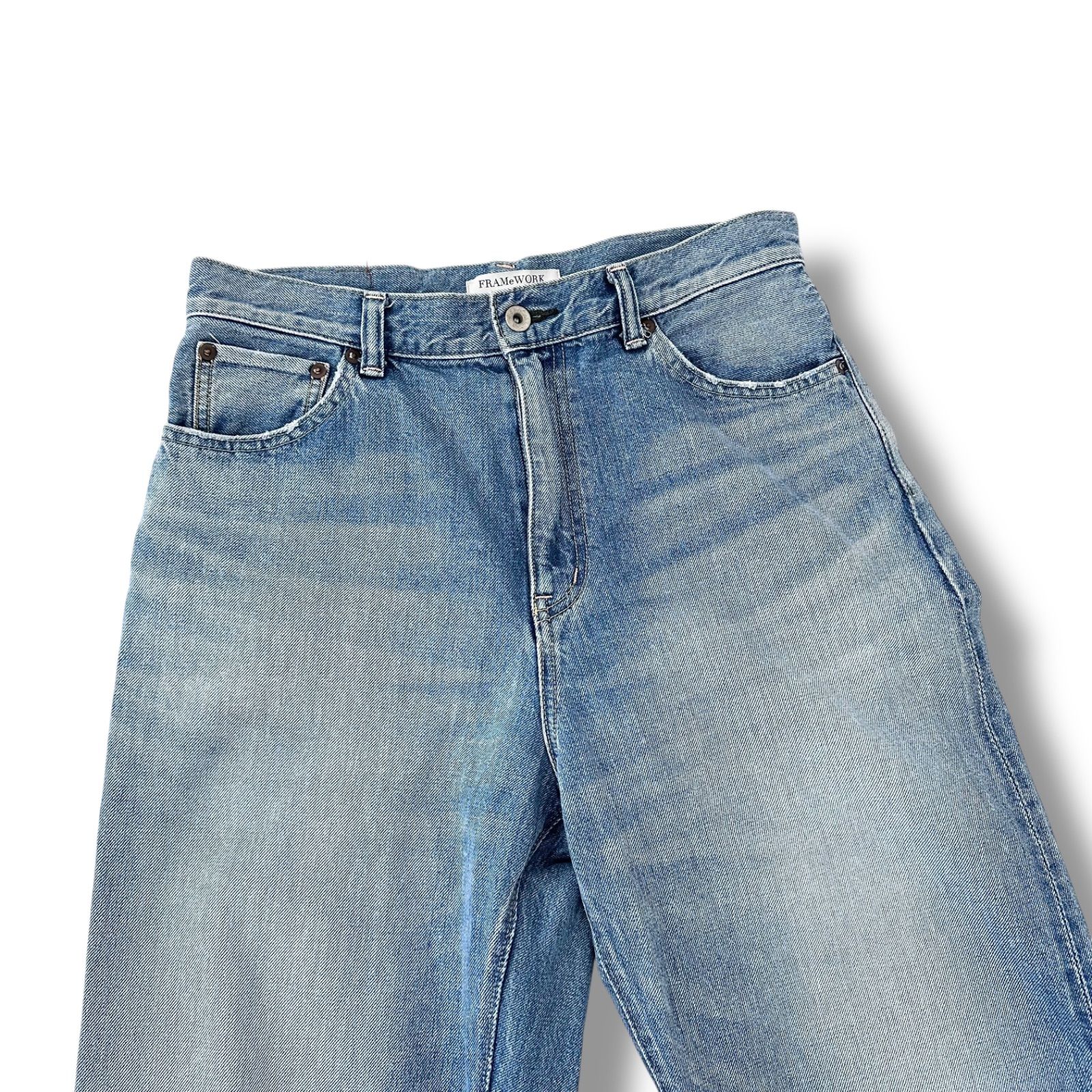 FRAMeWORK × JOHNBULL made by J ワイドデニム パンツ ブルー Lサイズ