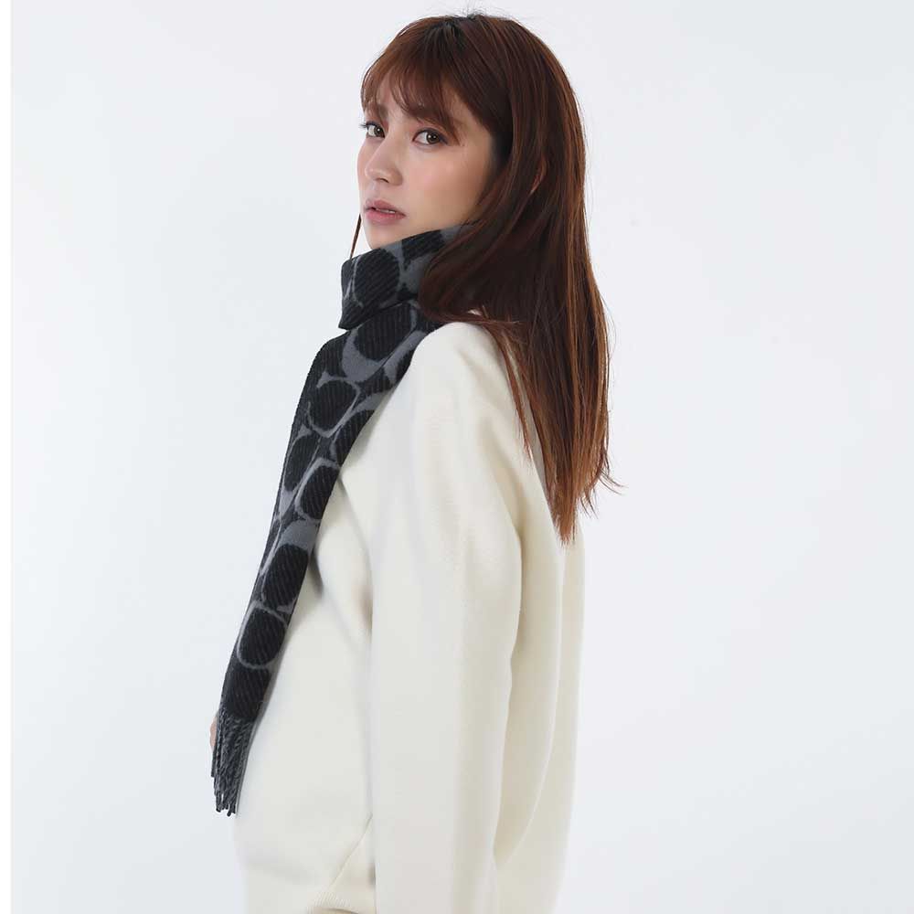 新品 COACH コーチ COWC540671 BLACK マフラー リバーシブル ユニ