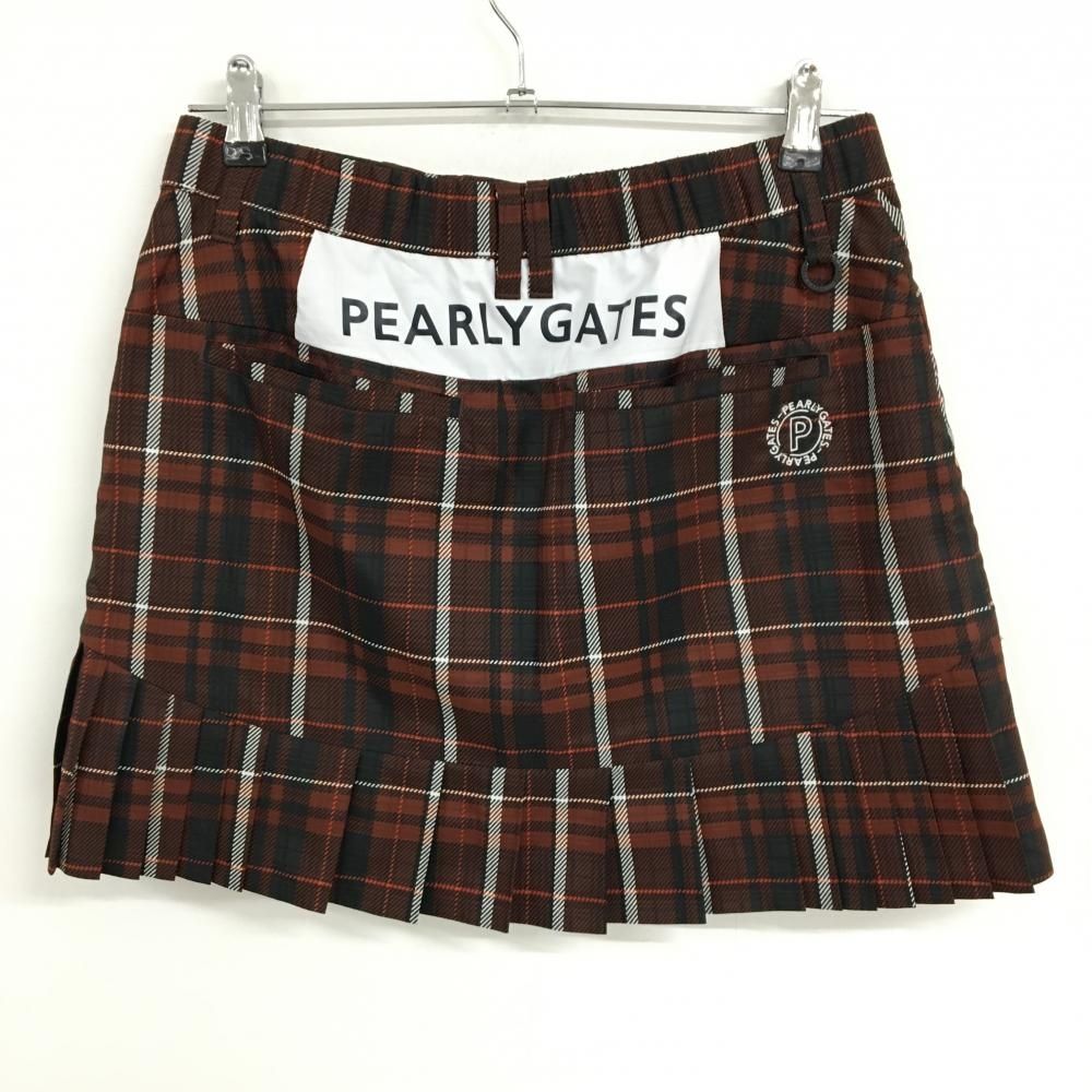 超美品】パーリーゲイツ スカート ブラウン×黒 チェック 蓄熱裏地 