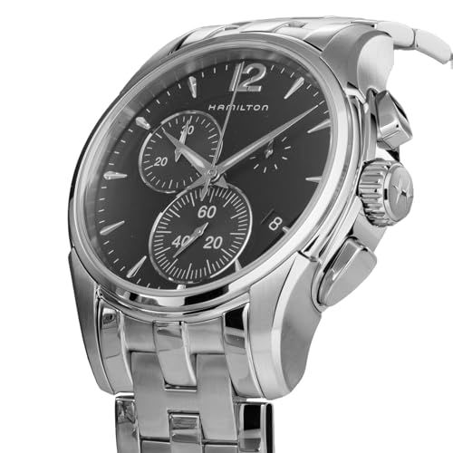 ハミルトン メンズ 腕時計 ジャズマスター ブラック文字盤 クォーツ 10気圧防水 シルバー 並行輸入品