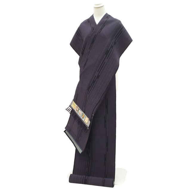 新古品】 本塩沢 着物 着尺 反物 未使用 正絹 本場塩沢 塩沢 塩澤 濃紫