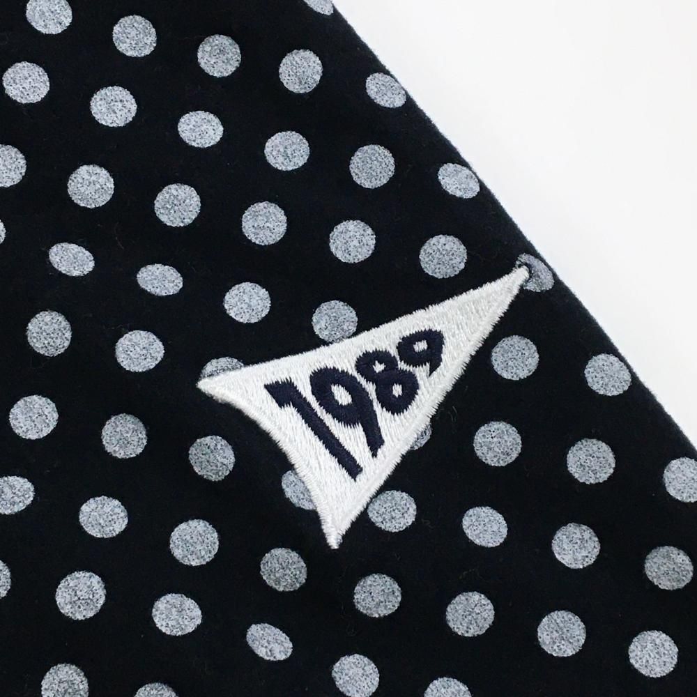 超美品】パーリーゲイツ 長袖ハイネックシャツ ネイビー×白 ドット 表