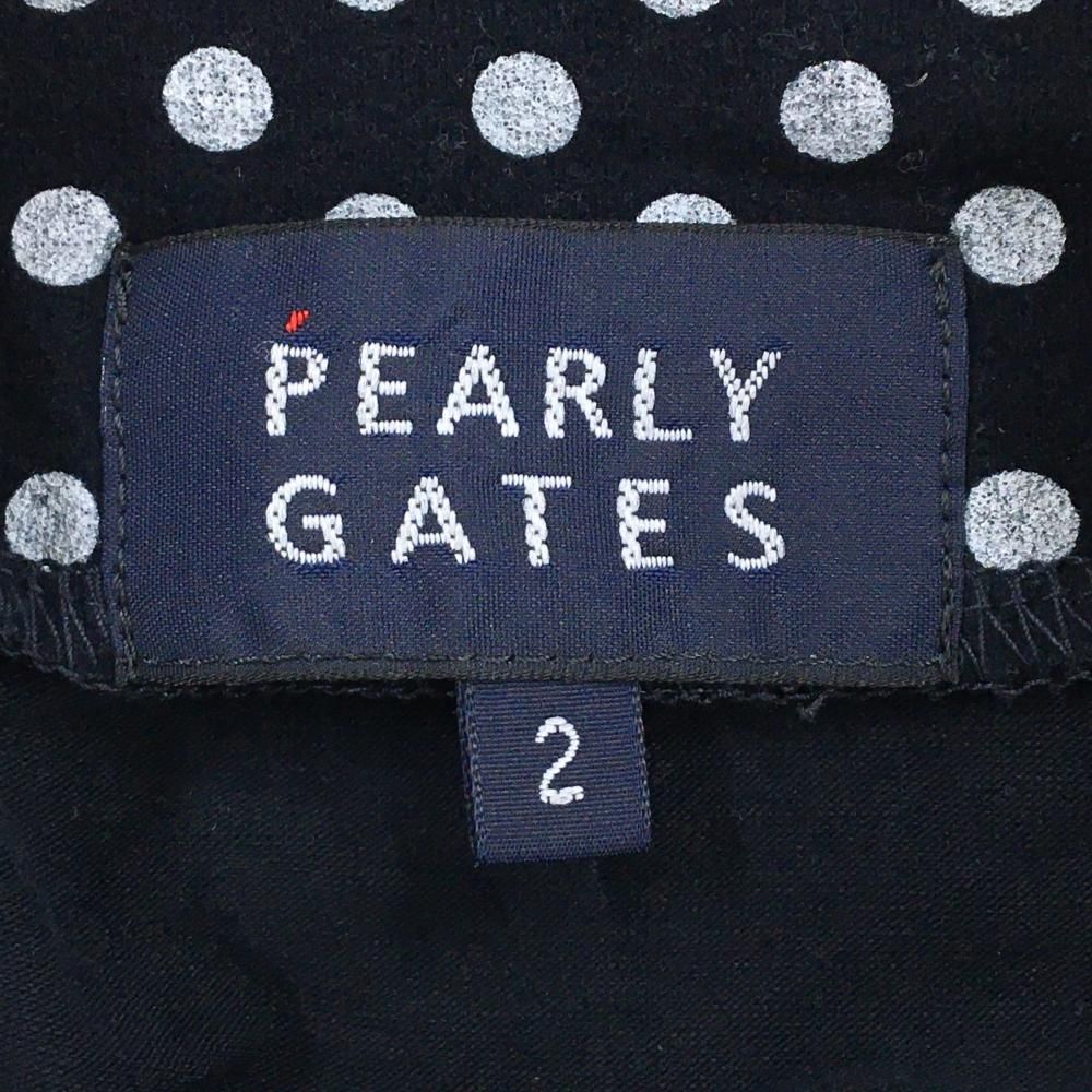 超美品】パーリーゲイツ 長袖ハイネックシャツ ネイビー×白 ドット 表