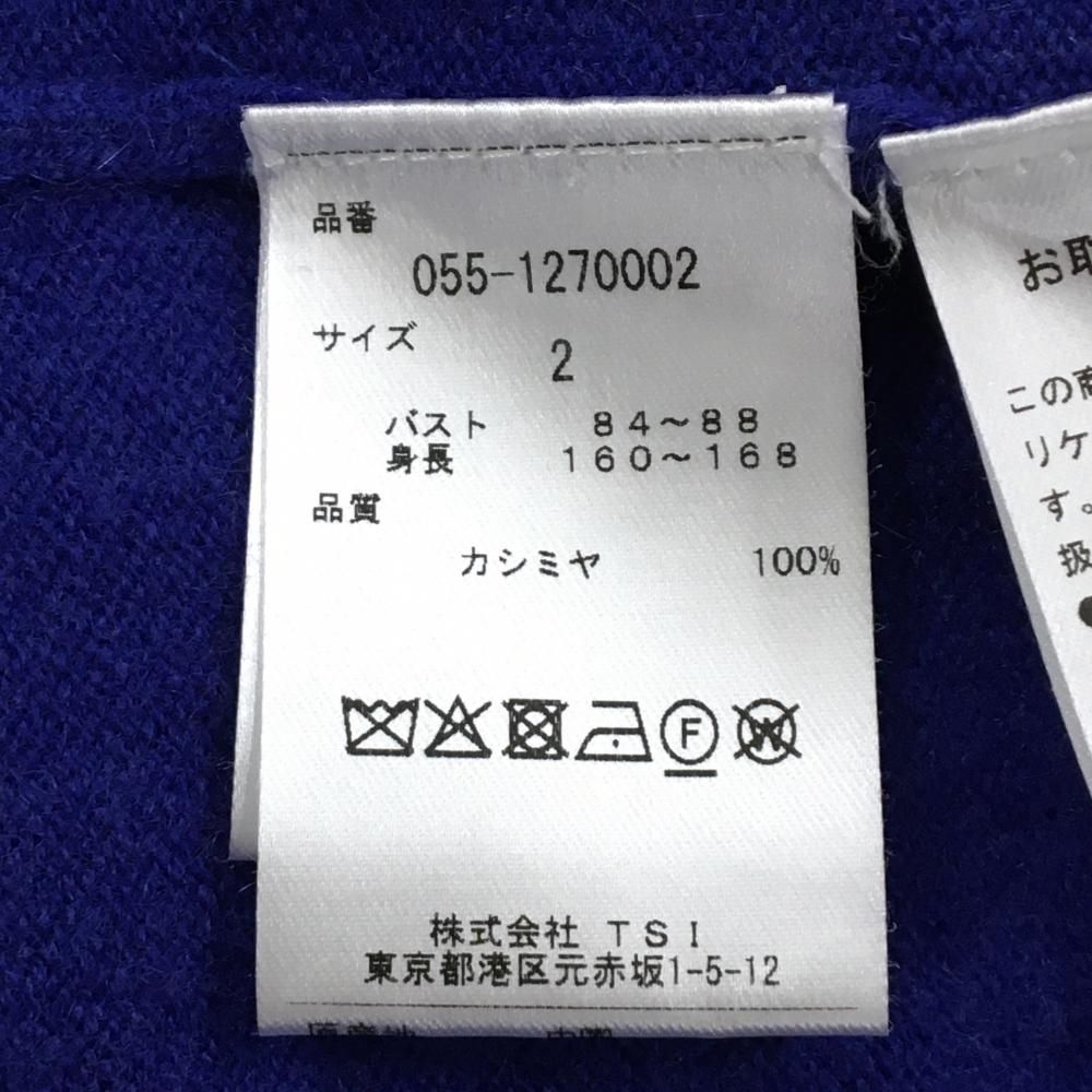 パーリーゲイツ セーター ダークブルー カシミヤ100％ ロゴオレンジ