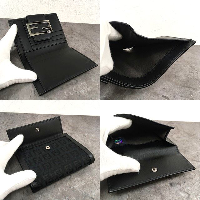 376 送料込み！ 極美品 FENDI Wホック財布 ズッカ柄 箱付き コンパクト