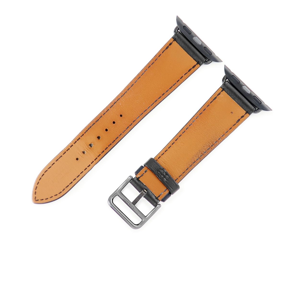 エルメス HERMES 腕時計パーツ アップルウォッチ用 シンプルトゥール カーフ ステンレススチール ブラックPVD加工 ブラック ストラップ ベルト 20ｍｍ 尾錠付 PVD 金具付