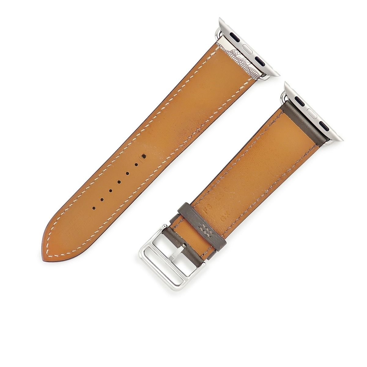 エルメス HERMES 腕時計パーツ アップルウォッチ 44 45 46 49 mm用 レザー ステンレススチール エタン べトン ベルト 35ｍｍ 尾錠付き