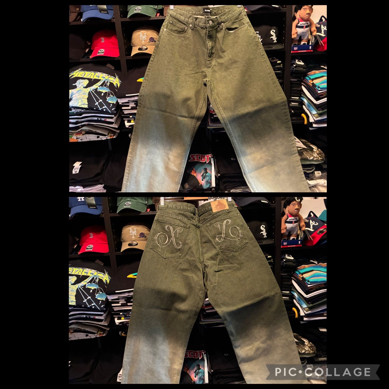 Olive Denim Overdyed Faded | Jeans Pants - XLarge – Green Miou 